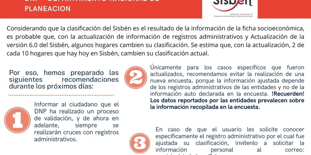 Actualización Importante: Versión 6.0 del Sisbén