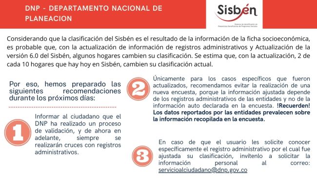 Actualización Importante: Versión 6.0 del Sisbén