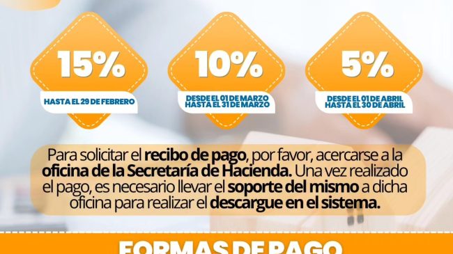 ¡No te pierdas el descuento del 15% en el Impuesto Predial de Paratebueno!